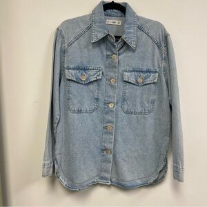 Mango Light Blue Denim Shirt Jacket